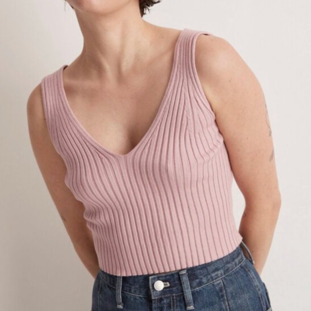 Madewell Pink V-Neck Sweater Tee, S